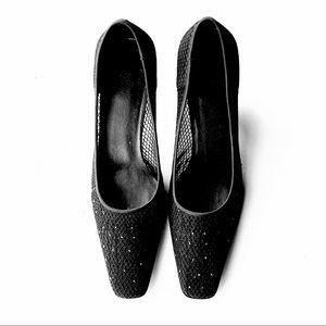 Black Rhinestoned Anne Klein Pumps 2” Heel Kira